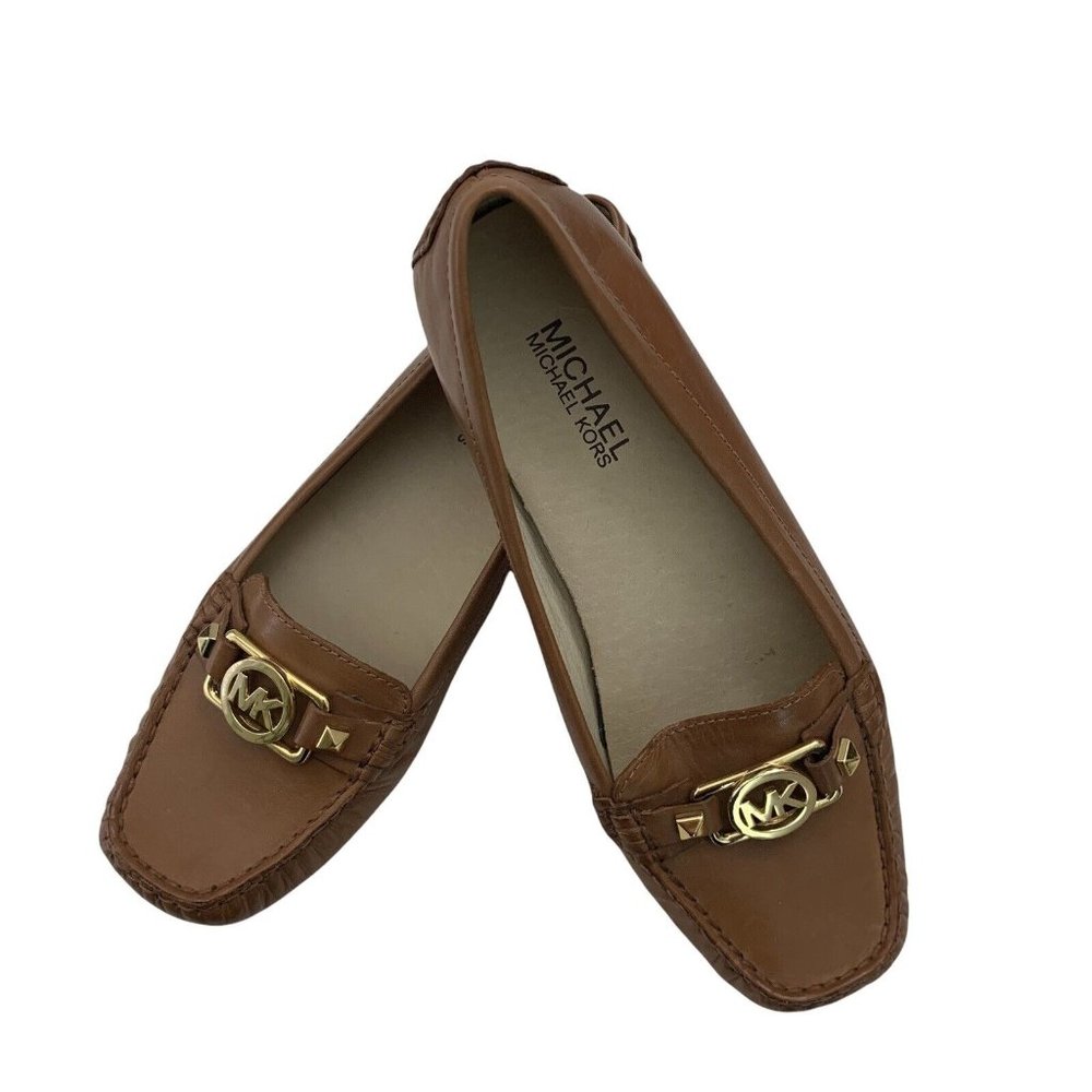 Michael Kors Brown Loafers with Gold Accents